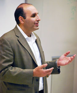 David Cohen speaking to students